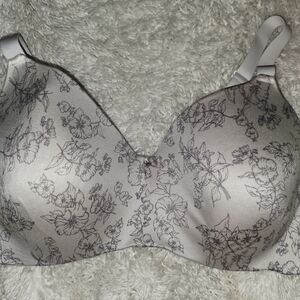 Bali Floral Print Bra - Gray and White